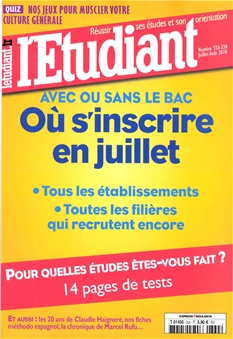 <strong>l\'Etudiant - Mensuel :</strong><br /> 10 numéros par an. Dès le lycée, l\'Etudiant vous aide à prendre les meilleures décisions pour votre avenir. Retrouvez des conseils pratiques, des reportages, des témoignages de lycéens, d\'étudiants et de professionnels qui vous aideront à choisir votre futur métier.