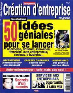 <strong>Création d\'entreprise - Trimestriel :</strong><br />En moins de deux ans, il est devenu le leader de la presse magazine des créateurs d\'entreprise. S\'adressant aux six millions de français qui rêvent de créer leur entreprise, Création d\'Entreprise magazine présente des nouvelles idées pour entreprendre. Il offre, par aillleurs, une mine de conseils pratiques pour se mettre à son compte. En 2007, plus de 300 000 Français ont créé leur propre affaire. Record de France battu !