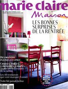 <strong>Marie Claire Maison - Trimestriel :</strong><br />Marie Claire Maison présente la maison et le jardin comme un espace de découvertes : ouverture aux cultures, aux goûts et aux couleurs, formes et meubles venant d’ailleurs. Métissage des styles et des époques, personnalisation de son intérieur sans tabous, sont les maîtres mots de la rédaction.
