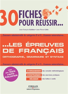 <strong>30 fiches pour réussir... les épreuves de français - Annuel :</strong><br />Cet ouvrage prépare les étudiants aux épreuves de français des concours administratifs de catégories B et C. Il propose une méthode de révision systématique des acquis scolaires, ainsi que de nombreux exercices progressifs permettant aux élèves en difficulté de s\'entraîner efficacement pour le jour J de l\'épreuve.