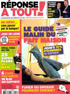<strong>Réponse à TOUT ! - Mensuel :</strong><br />Le magazine qui enrichit la vie. Ultra-pratique, c\'est une mine d\'astuces, de conseils et d\'informations pour consommer malin. Vous avez accès à une sélection des meilleures adresses pour réaliser de bonnes affaires.