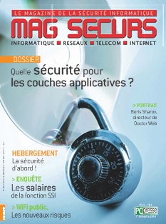 <strong>MAG-SECURS - Trimestriel :</strong><br />MAG-SECURS est un magazine trimestriel spécialisé dans la sécurité des Systèmes d’information. Il s’adresse à l’ensemble des personnes ayant en charge la sécurisation des systèmes informatiques de l’entreprise. Le magazine traite des enjeux, des alertes, des méthodes de mise en œuvre. Il propose également de la veille technologique, des exemples pratiques et des cas clients.