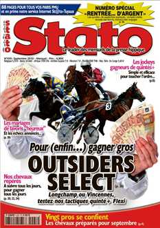<strong>Stato - Quotidien :</strong><br />Mensuel pionnier de l’analyse statistique des courses hippiques, Stato propose une approche très originale. Ce mensuel vous présente des statistiques exclusives pour préparer vos jeux sur l’ensemble des courses. Chaque mois, il prouve et détaille ses résultats et présente également des reportages et interviews qui permettent d’entrer dans l’intimité des professionnels des courses. Le support idéal pour compléter votre méthode de jeu.