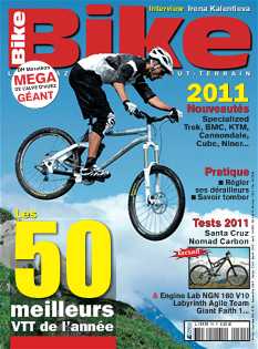 <strong>Bike - Mensuel :</strong><br />Le nouveau mag du vélo tout-terrain Bike conjugue passion et professionnalisme pour apporter un regard neuf sur le monde du vélo tout-terrain. Le VTT est avant tout un formidable moyen d’évasion et de rencontre. Bike fait partager cet état d’esprit chaque mois, en abordant toutes les disciplines du VTT. La rédaction composée de passionnés du VTT roule, teste vélos et équipements, compare le matériel, rencontre les acteurs du marché et s’interroge sur l’évolution des disciplines. Bike expertise toutes les facettes d’une pr ... lire la suite Bike conjugue passion et professionnalisme pour apporter un regard neuf sur le monde du vélo tout-terrain. Le VTT est avant tout un formidable moyen d’évasion et de rencontre. Bike fait partager cet état d’esprit chaque mois, en abordant toutes les disciplines du VTT. La rédaction composée de passionnés du VTT roule, teste vélos et équipements, compare le matériel, rencontre les acteurs du marché et s’interroge sur l’évolution des disciplines. Bike expertise toutes les facettes d’une pratique exigeante mais accessible au plus grand nombre. Le magazine dévoile aussi les coulisses du sport en partant à la découverte des lieux où sont conçus les VTT, et en rencontrant les plus grands champions et leur engin de rêve. Rêve qui est l’essence même du VTT, symbole de liberté et d’authenticité comme le vantent les récits d’escapades sur des sentiers mythiques. Des sujets vivants étayés par une maquette « branchée » et aérée, c’est tout le vélo tout-terrain qui s’exprime ici. 